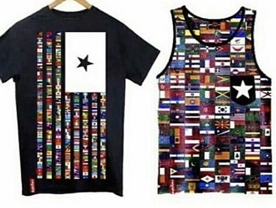 All flags t-shirt design branding clothing graphic design t shirt vector