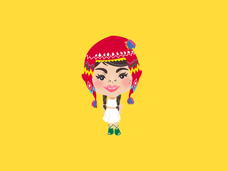 Vicky Winking character cholita chullo gif illustration peru vector wink