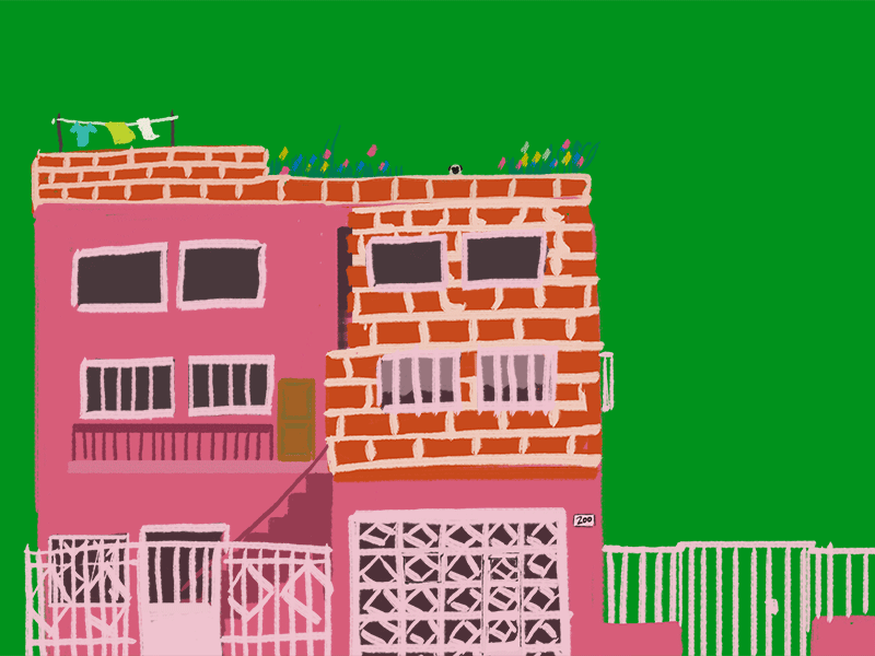 Home Sweet Home brick building gif home illustration lima peru pet pug