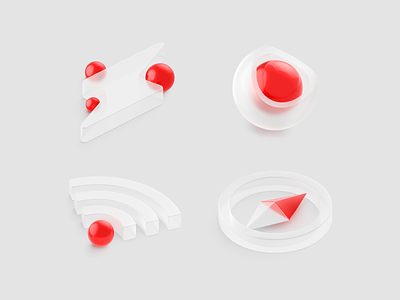 Icons for Fera. 3d clean glass graphic design icons illustration