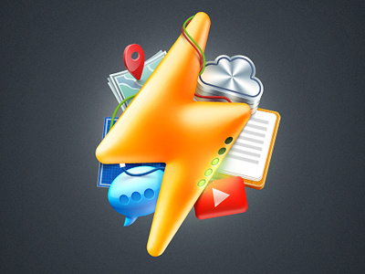 Mix icon chat cloud document icon map video work