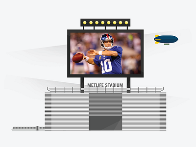 Location Illo - MetLife Stadium blimp city illustration sport stadium train vector