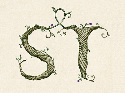 Type Au Naturel drawn floral hand illustrated nature organic typography