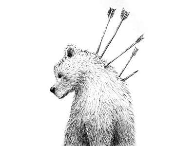 Bad Day Bear arrow bear drawing hunting nature pen sketch