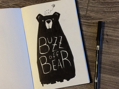 Buzz Off Bear animal bear brush drawing nature pen sketch tombow