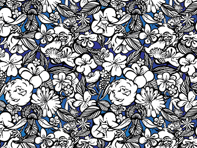 Floral seamless pattern from the Gold Collection | B&W version