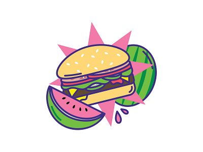 Herb & Thelma Burger burger cincinnati magazine cute design doodle food icon icons illustration logo sandwich simple watermelon