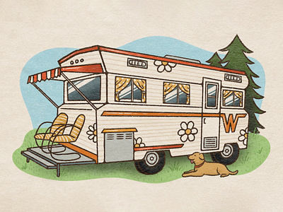 RV Camping camping cincinnati magazine illustration mobile home procreate retro rv texture vintage winnebago