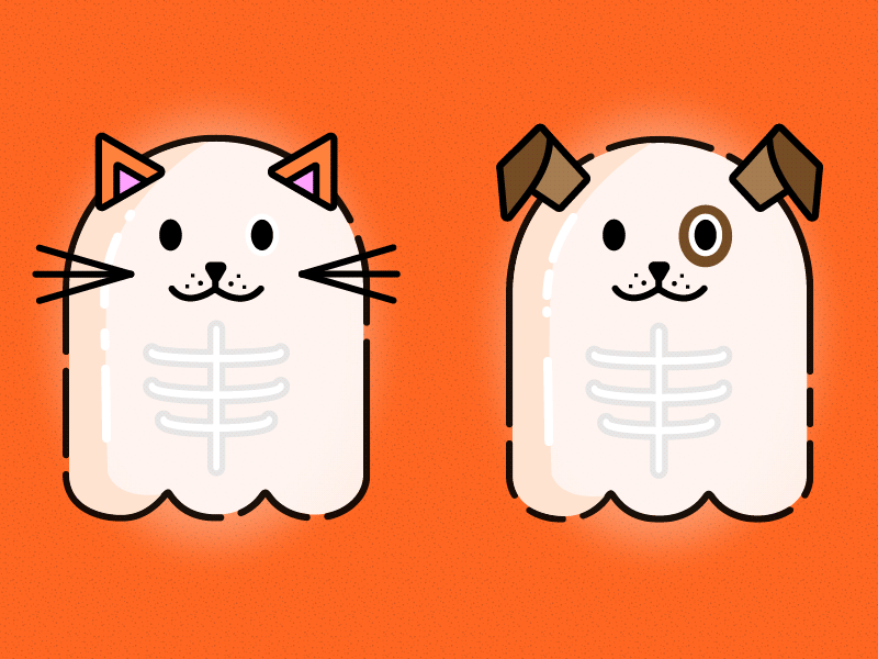 Spooky Pet Ghosts cat dog ghost gif inktober skeleton spooky