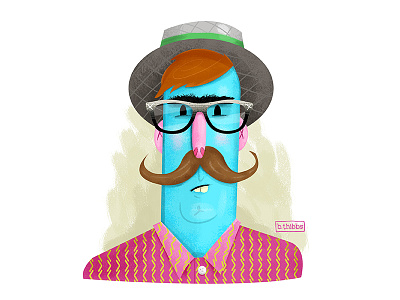 Blue Hipster hipster illustration mustache