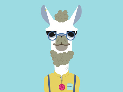 Da Lie Llama animal debut first shot hipster illustration invite