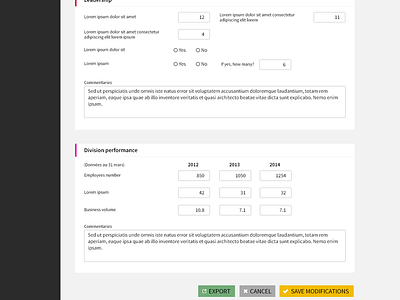 Dashboard - Bilan (Part 2) dashboard form menu ui ux