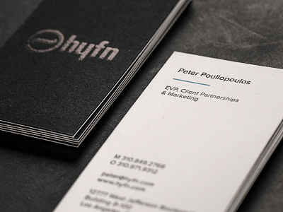 HYFN Business Card 100mm branding business card deboss design foil letterhead letterpress logo macro texture typography
