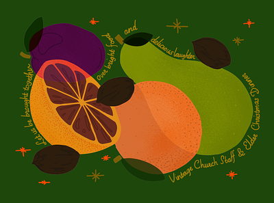 Staff Christmas Dinner apple church fruit grapefruit invitation pear pecan plum