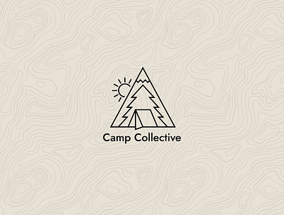 Camp Collective branding camp campfire camping icon illustration lettering logo mountains nature scene tent type typography