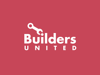 Builders United brand branding builders building clever construction contracting icon inspirational lettering logo logotype maroon professional symbol tools type typography union wrench