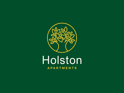 Holston apartments brand branding building corporate gold green icon illustration inspiration leaves logo logotype professional real estate realty symbol tree type typography