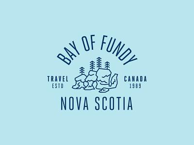 Bay of Fundy adventure bay of fundy brand branding canada explore illustration logo logotype nature ocean rocks tourism travel trees type typography