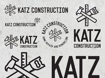 Katz Construction blackandwhite brand branding building construction contractor emblem hammer hipster illustration inspiration logo logotype professional rustic saw tools type typography vintage