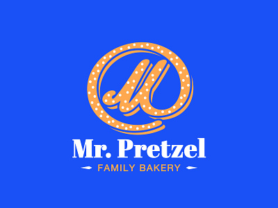 Mr. Pretzel bakery brand branding bread clever family family owned food foodery fun illustration logo logotype mr philadelphia playful preztel type typography vintage