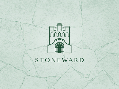 Stoneward brand branding brick building castle fortress house illustration line line work logo logotype mint real estate rock rustic stone type typography urban