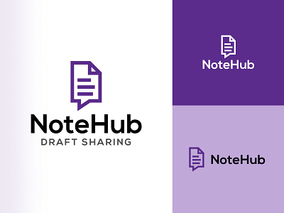 NoteHub app brand branding clever corporate creative draft hub icon letters logo logotype purple simple simple logo type typography web writers writing