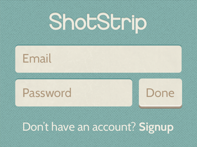 Shotstrip Login button inputs login pastel