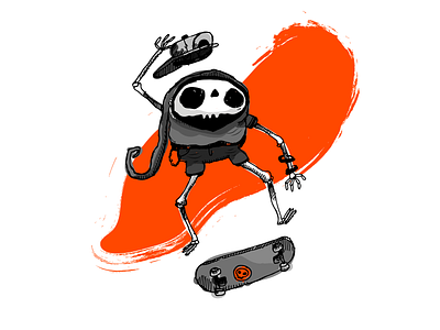 Skullboarder Doodle 2 d character character design dark doodle illustration punk skateboard skeleton sketch skull