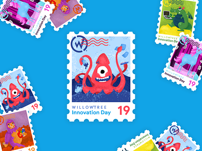 Innovation Day Kraken 2019 character illustration innovate innovation innovation day kraken magical postage stamp sticker