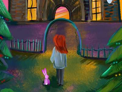 Castle art braqts bunny children illustration fantasy fantasy castle illustration illustrator magical photoshop