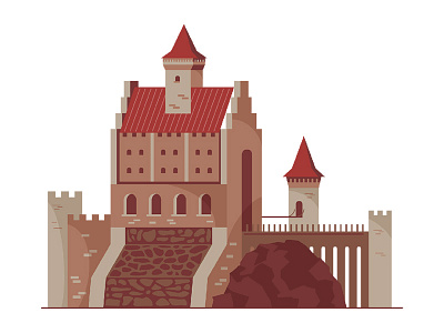 Medieval castle #1 cartoon castle design fairytale flat icon illustration medieval retro sticker vector vectror videogame