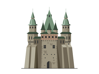 Medieval castle #4 building cartoon castle design fairytale flat icon illustration knight lines logo magic retro sticker vector wall