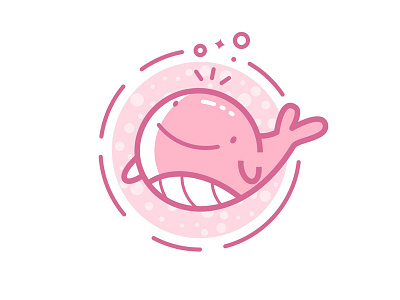 A Tiny Floating Whale animal cartoon circle cute floating icon outline sea smile tail tiny whale