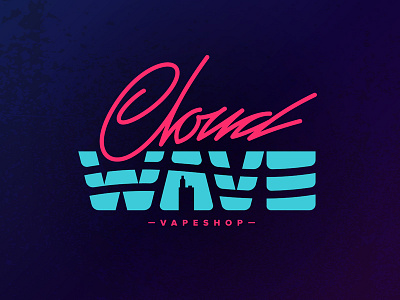 CloudWave Logo 80s branding cloud lettering logo neon retro smoke vape vapeshop wave