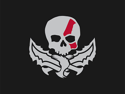 God of pirates death flag god head icon kratos pirate roger skull sword vector
