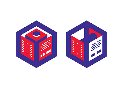 Isometric stuff box chip cube dots flat generator icon isometric logo microscheme module motor