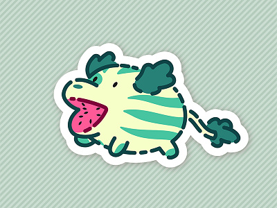 Water melon dog animal cartoon cute dog fruit icon melon steven sticker tail universe watermelon