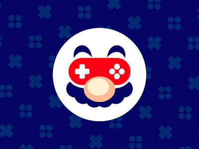 Nintendo podcast logo controller face flat icon illustration logo mario mustache nintendo snes super vector