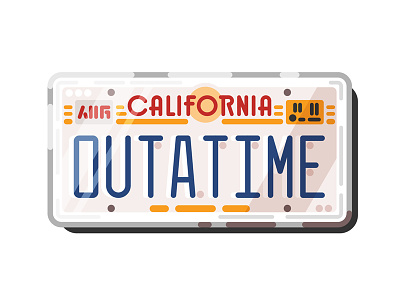 DeLorean license plate | BTTF back badge bttf carifornia delorean design fufure license plate lines sticker to the vector