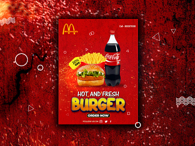 Hot & Fresh Burger banner branding graphic design photoshop social media