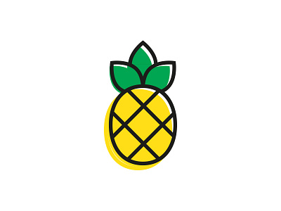 Pineapple bold fruit green icons illustration line pineapple print summer sun yellow