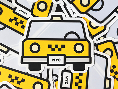 NYC Cab Sticker bold cab checker cab design illustration new york city nyc sticker taxi vector
