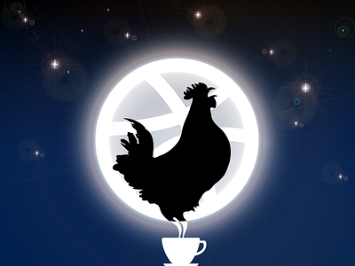 Thanks For The Invite! dribbble first shot moon rooster
