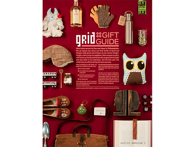 GRID Magazine Holiday Gift Guide content writing graphic design layout magazine layout photography research writing