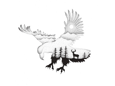 bird's eye view art eagle handdrawn illustration marker pen pointillism rendering sketch