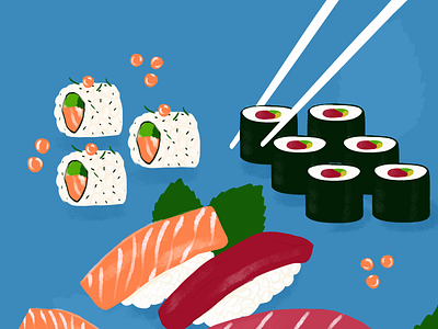 Sushi and sashimi delicious illustration <3