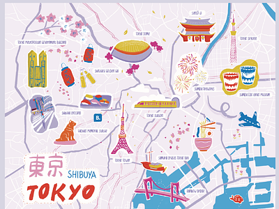 Tokyo map for Booking.com 3d animation branding custom illustration design drawing graphic design illustration logo map map design map illustration personalized illustration tokyo map ui vector
