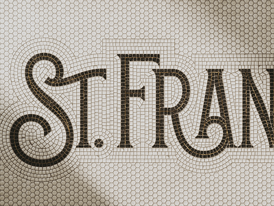 St. Francis Secondary Wordmark emboss gold lettering logo mosaic tile