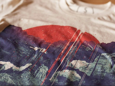 Sun Spills collage cotton bureau mountains nature paint shirt sun