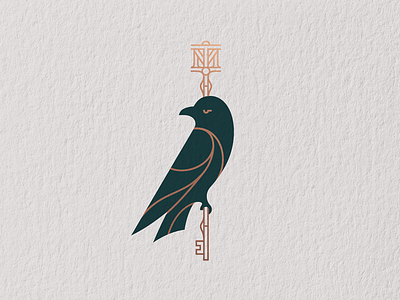 Tenth Muse bird key monogram raven